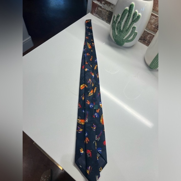 Surrey Men’s Tie with Fishing Lure Print - Picture 4 of 4